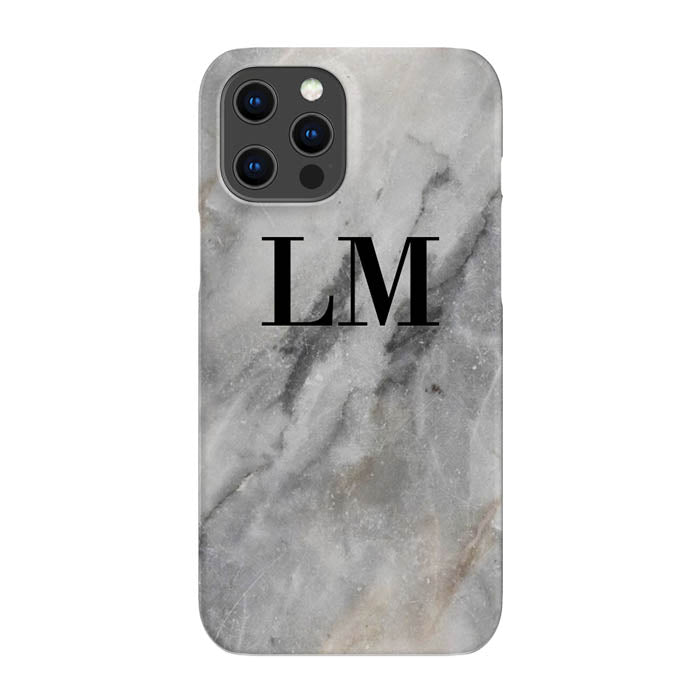 Personalised Grey Stone Marble Initials Initials iPhone 16 Pro Case