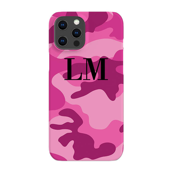 Personalised Hot Pink Camouflage Initials iPhone 16 Pro Max Case