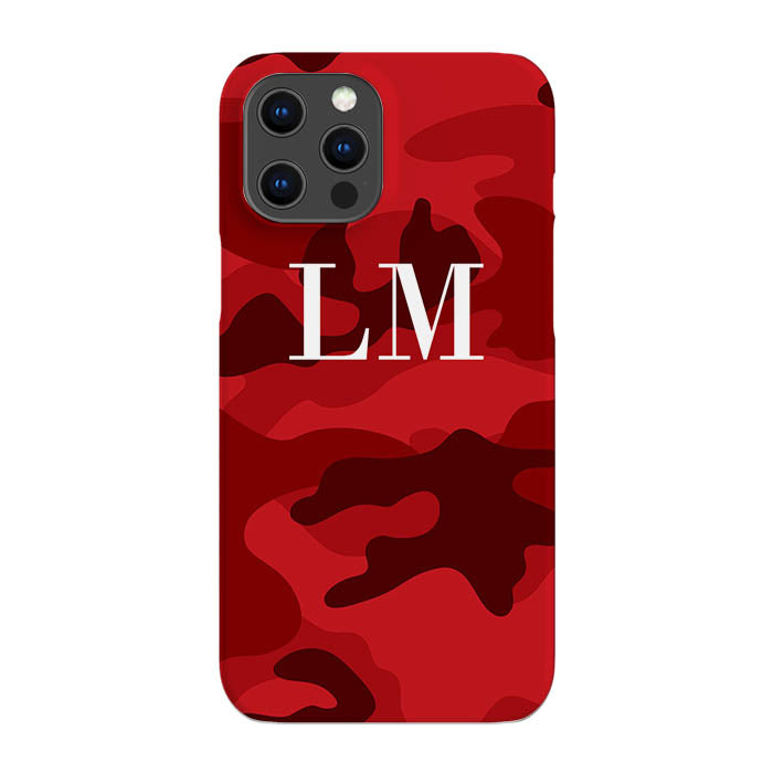 Personalised Red Camouflage Initials iPhone 16 Pro Case