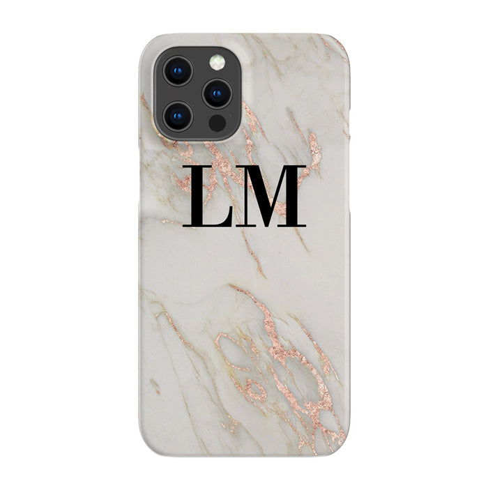 Personalised Rose Gold Marble Initials iPhone 16 Pro Case