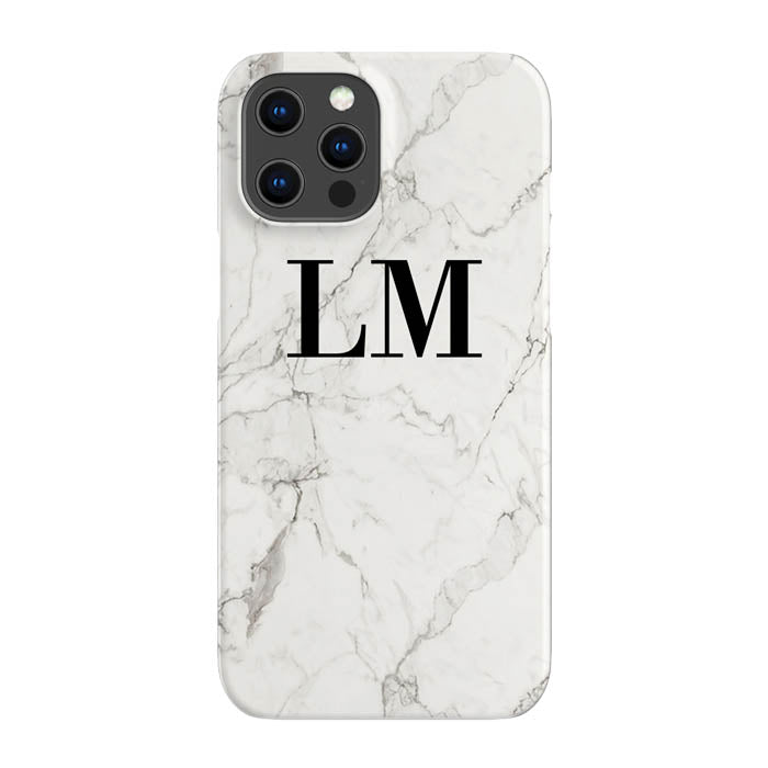 Personalised White Calacatta Marble Initials iPhone 16 Pro Case