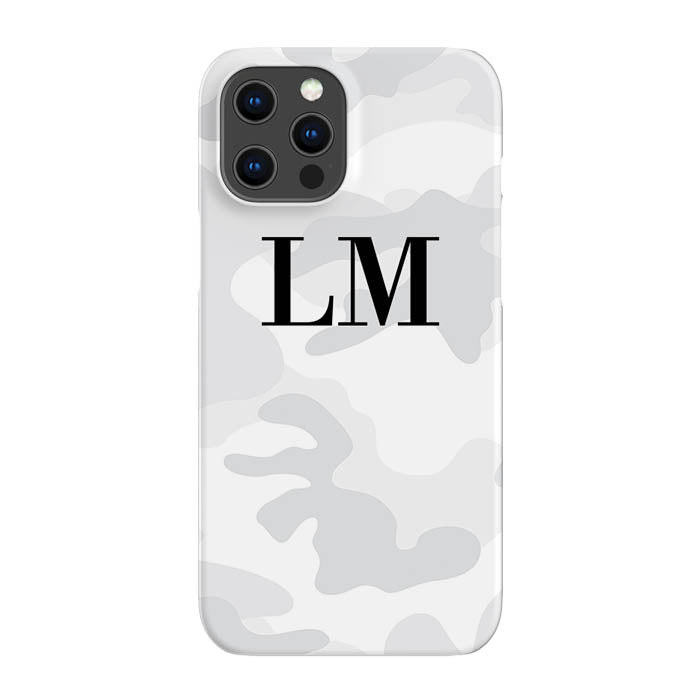 Personalised White Camouflage Initials iPhone 16 Pro Case