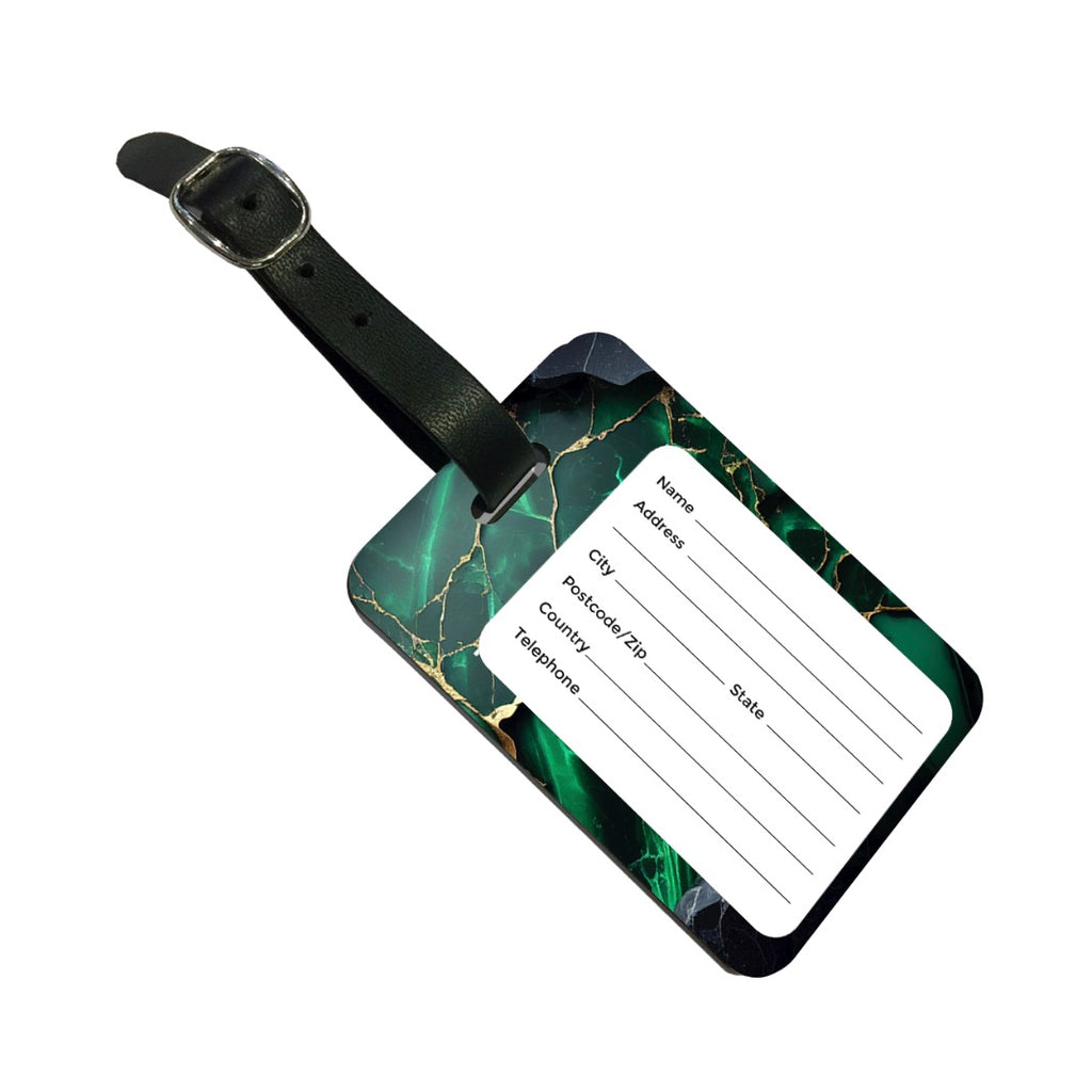 Personalised Jade Green Marble Initials Luggage Tag