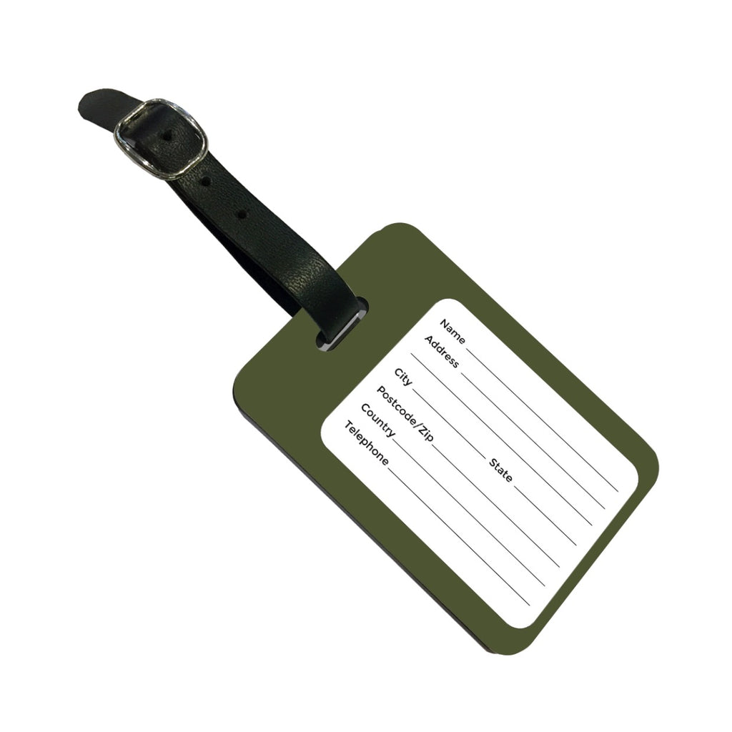 Personalised Khaki Green Initials Luggage Tag