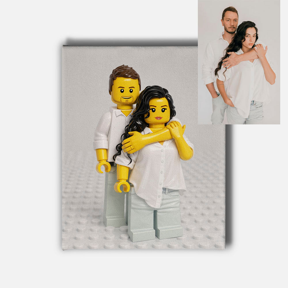 Custom Yellow Brick Figure Portrait Mounted Canvas Print