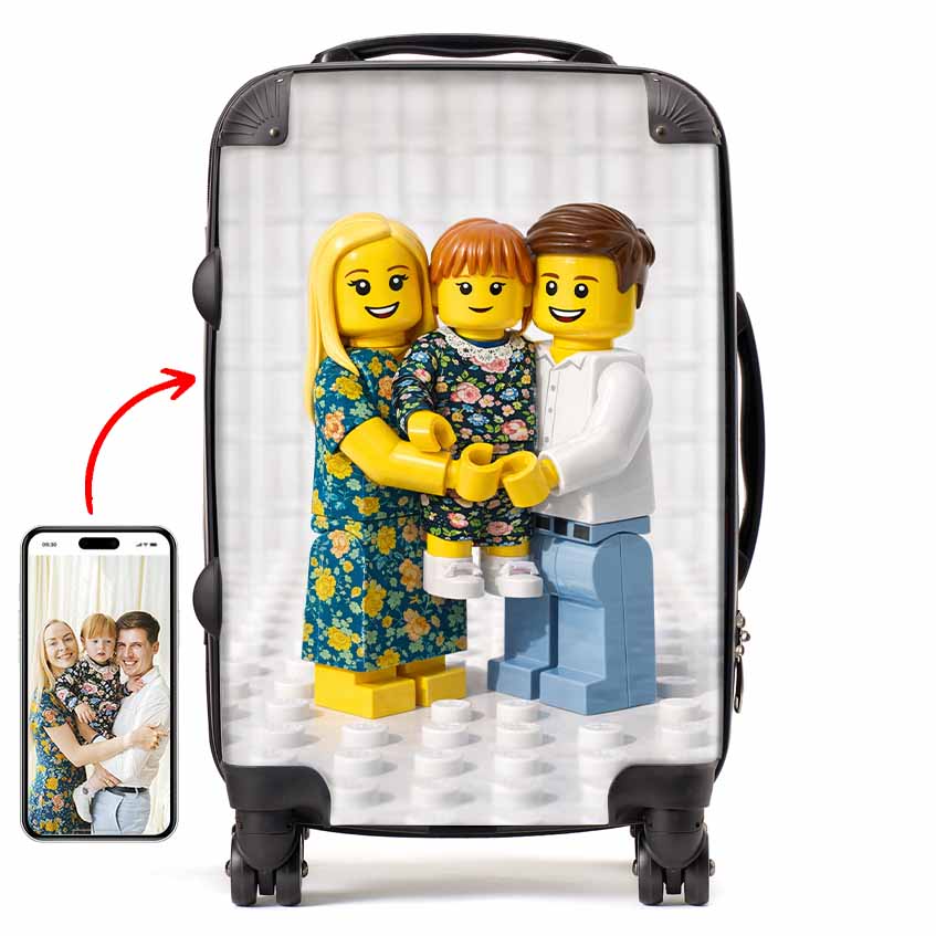 Personalised Brick Figure Portrait Suitcase