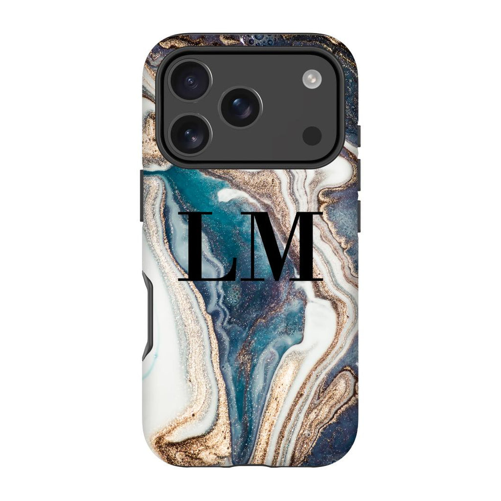Personalised Luxe Marble Initials iPhone 17 Pro Max Case