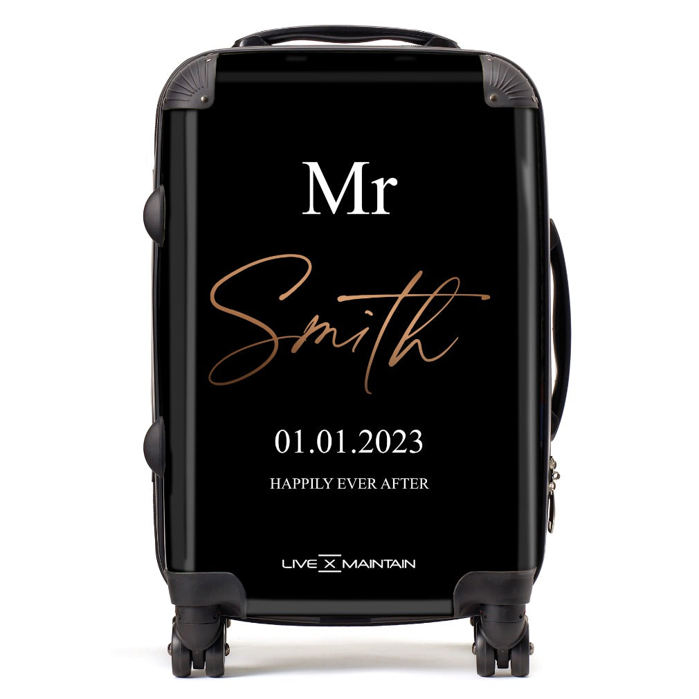 Personalised Mr & Mrs Wedding Black Suitcases