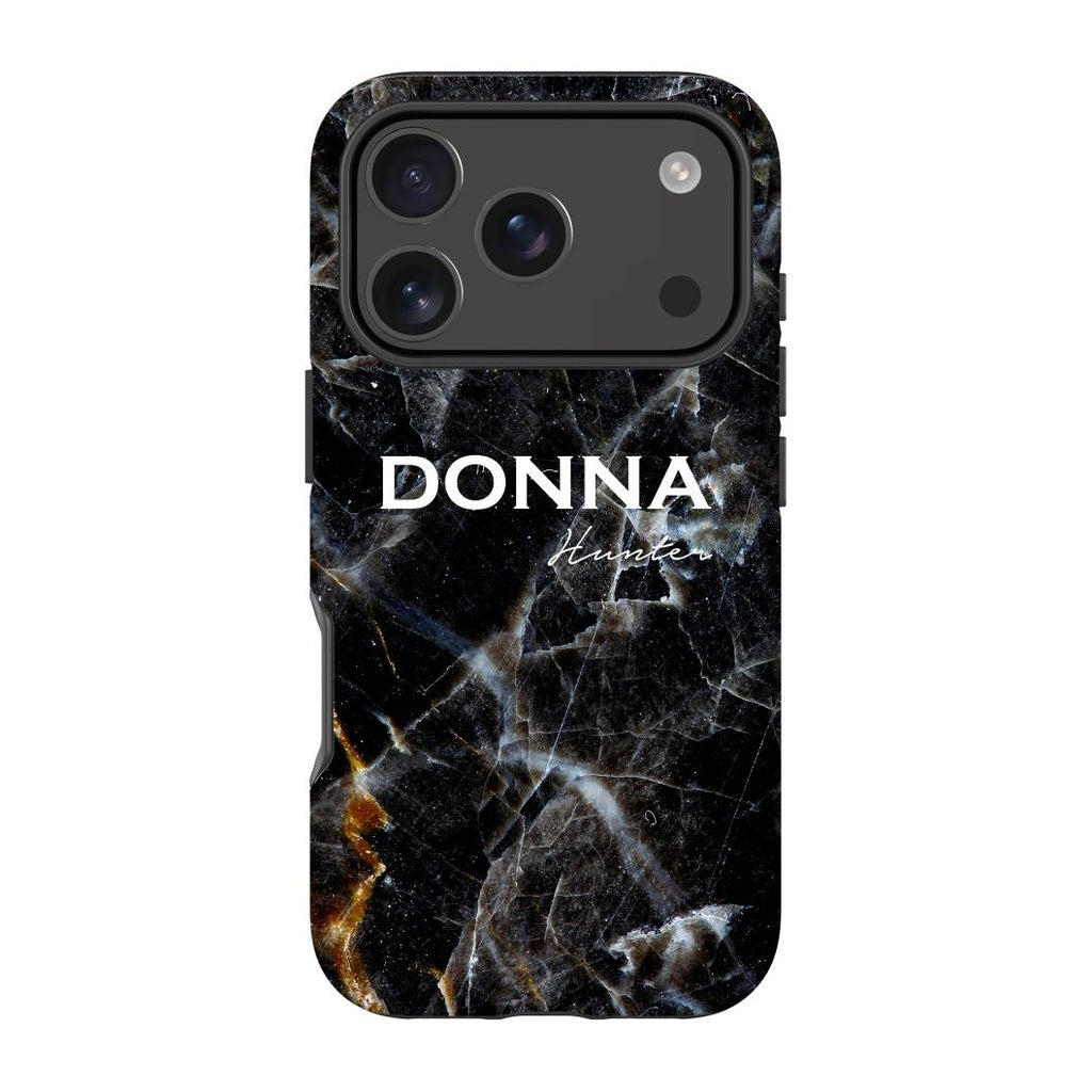 Personalised Midnight Marble Name iPhone 17 Pro Case
