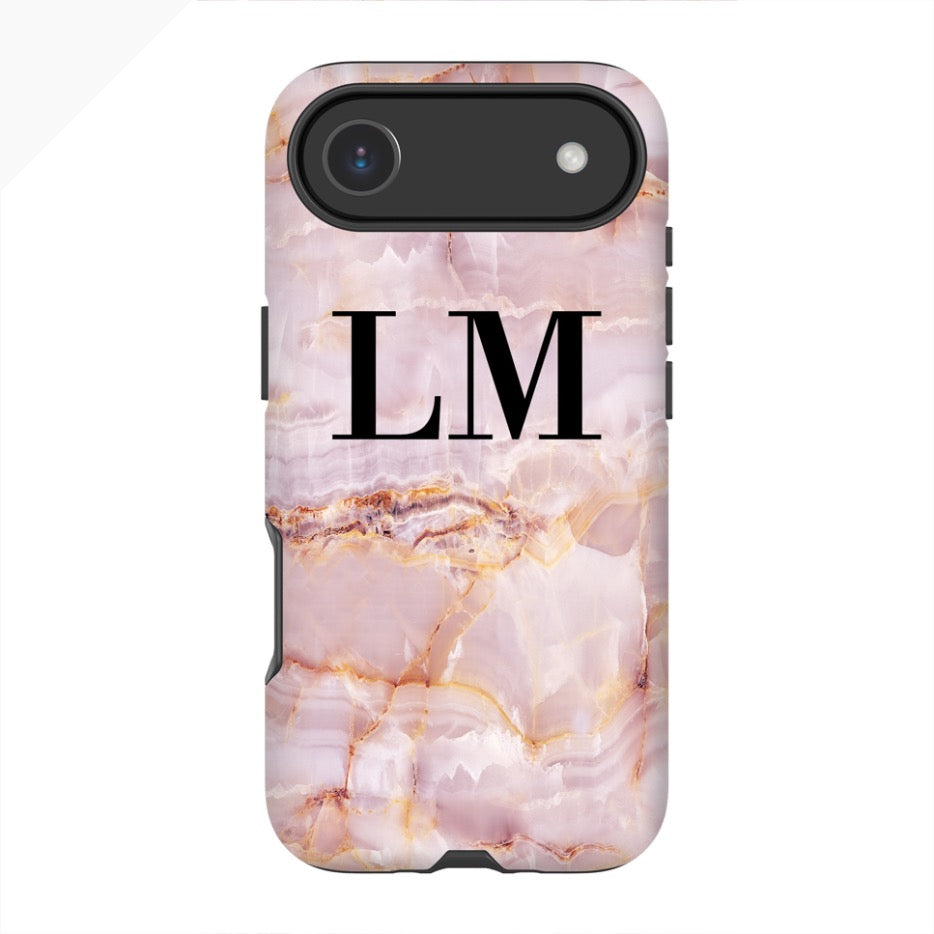 Personalised Natural Pink Marble Initials iPhone 17 Air Case