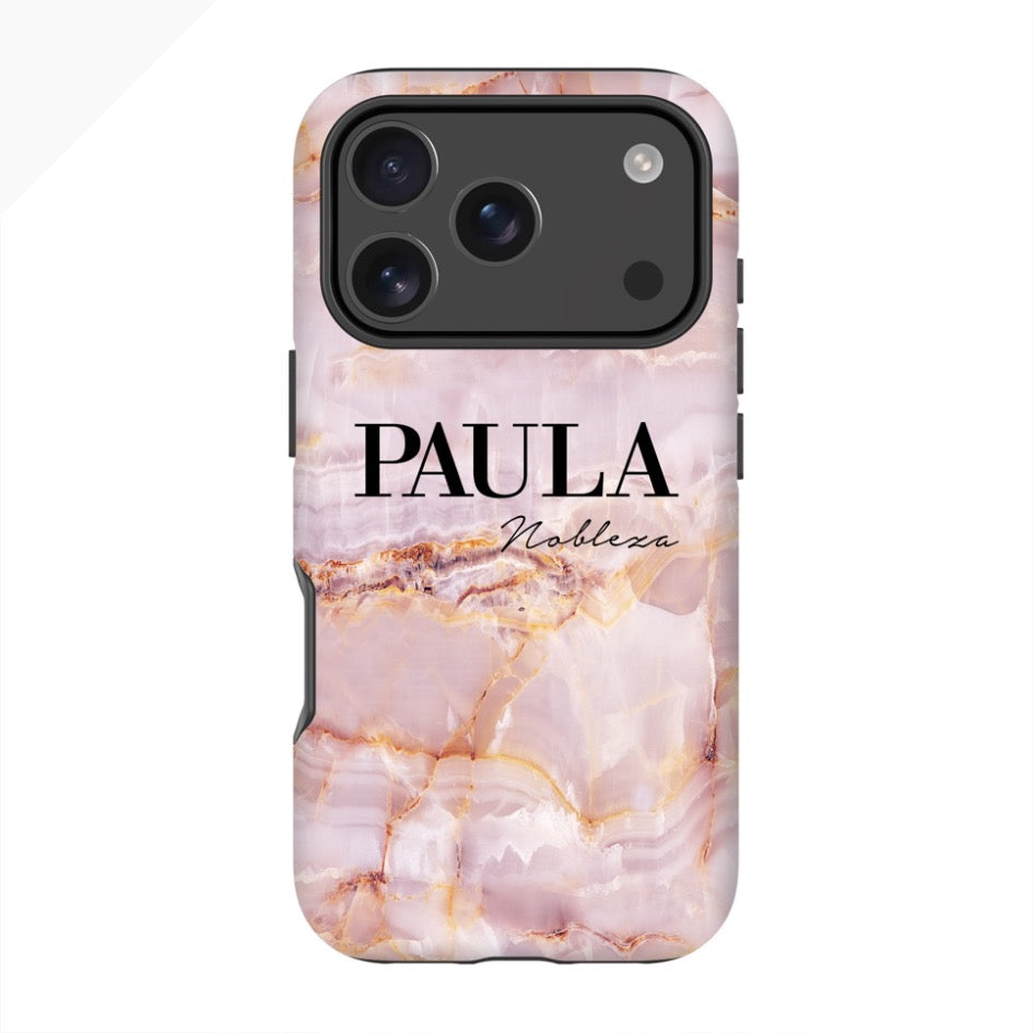Personalised Natural Pink Marble Name iPhone 17 Pro Case