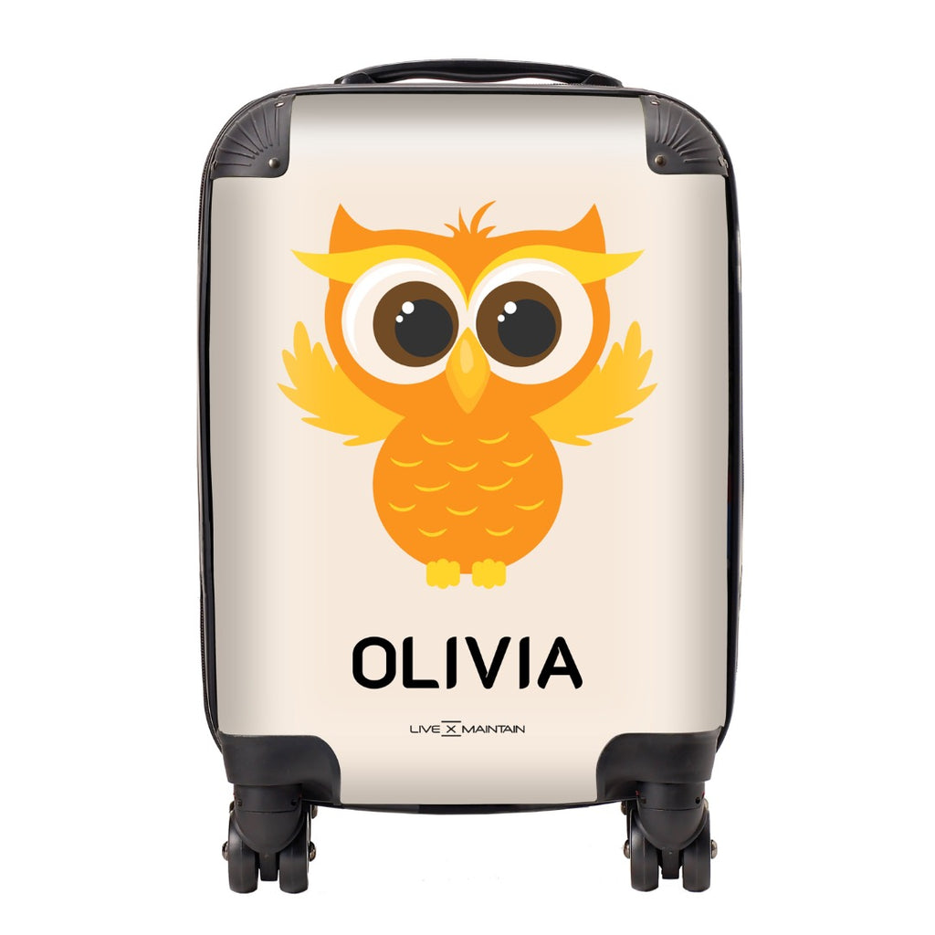 Personalised Orange Owl Kids Suitcase