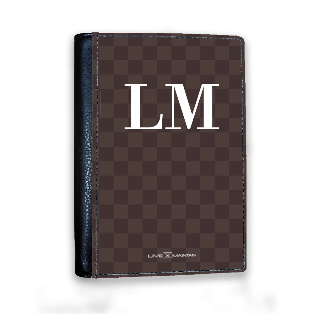 Personalised Brown Square Initials Passport Cover
