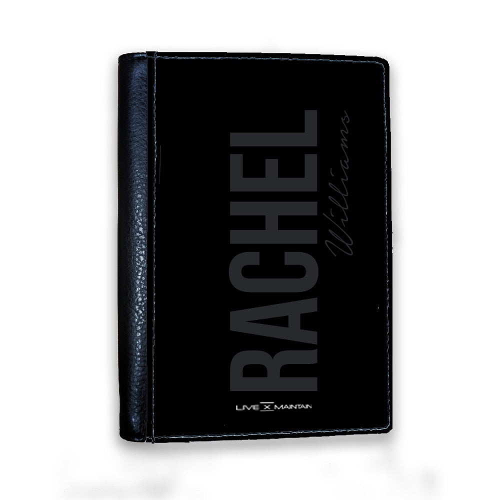 Personalised Charcoal Black Side Name Passport Cover
