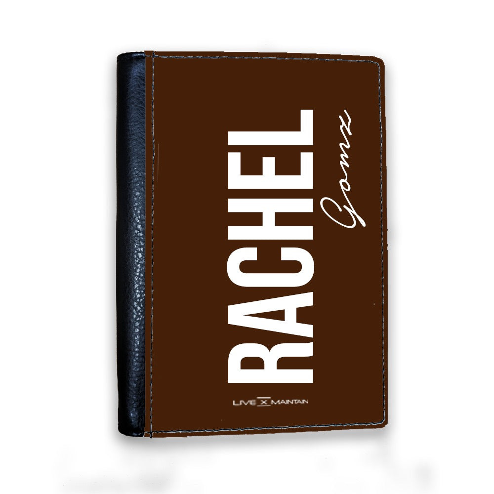 Personalised Chocolate Brown Name Passport Cover
