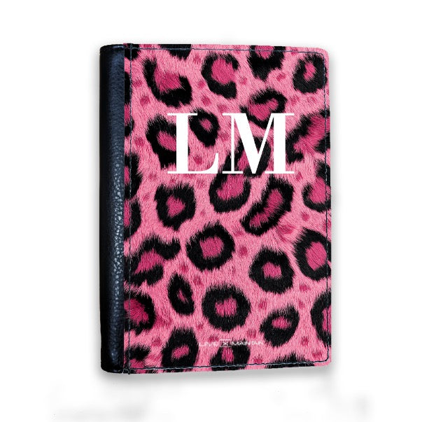 Personalised Pink Leopard Print initials Passport Cover
