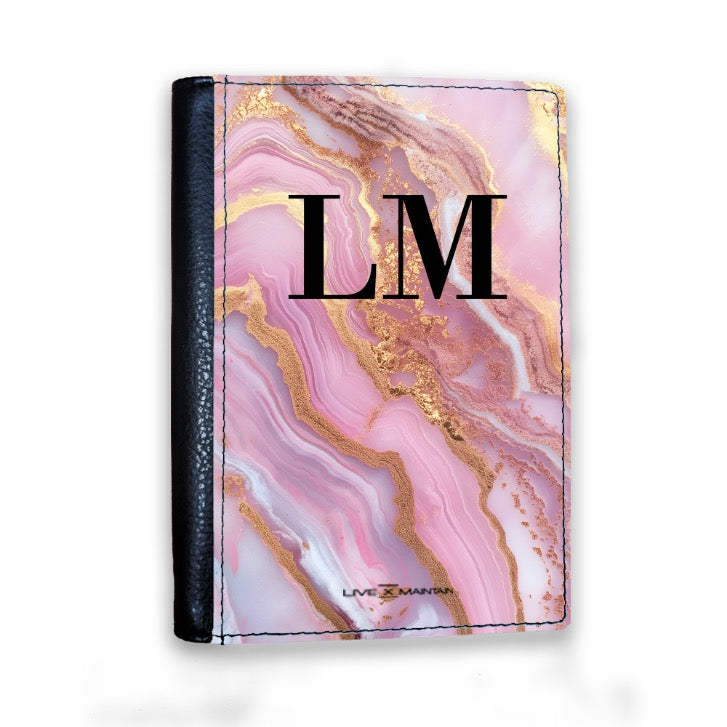 Personalised Pink Magenta Marble Initials Passport Cover