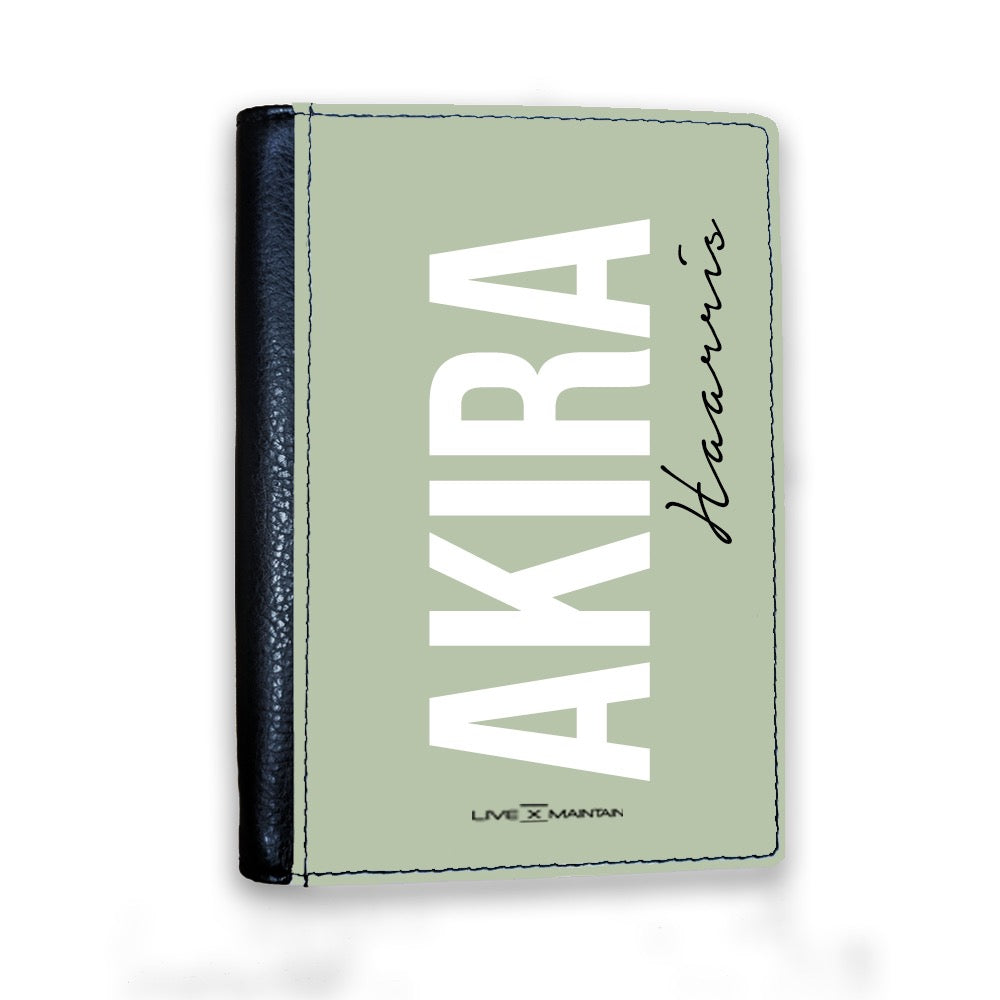 Personalised Sage Side Name Passport Cover
