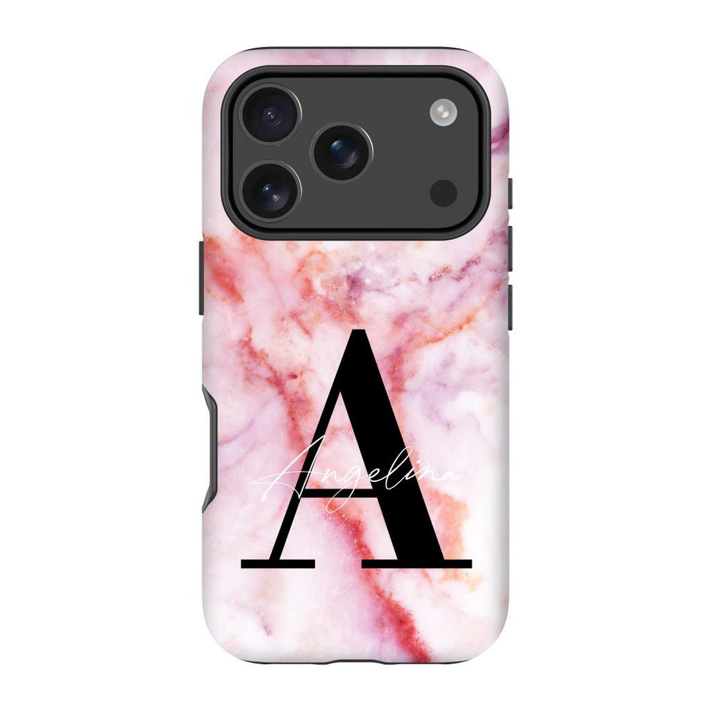 Personalised Pastel Marble Name Initial iPhone 17 Pro Case