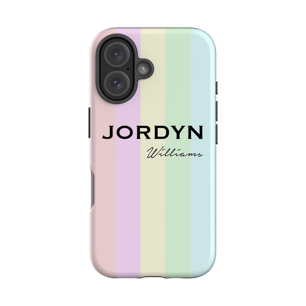 Personalised Pastel Stripes iPhone 16 Case