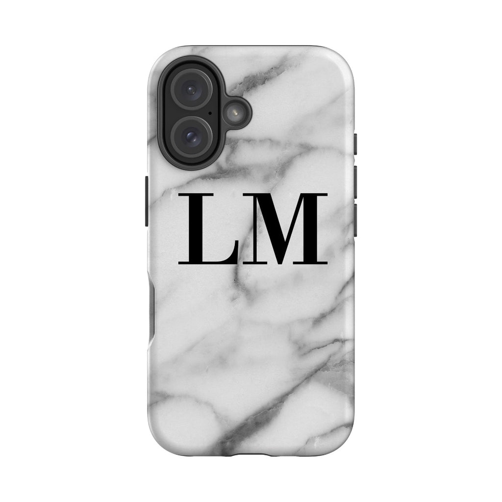 Personalised Pentelic Marble Initials iPhone 16 Case
