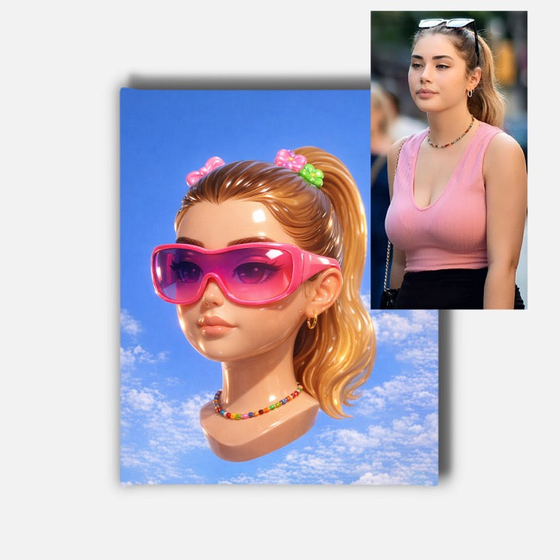 Custom 3D Avatar Portrait Mounted Canvas Print