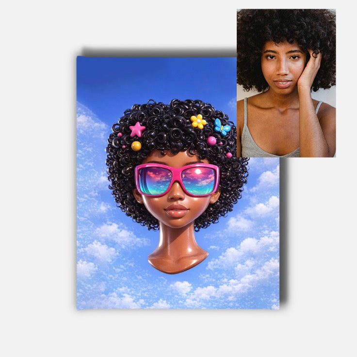 Custom 3D Avatar Portrait Mounted Canvas Print