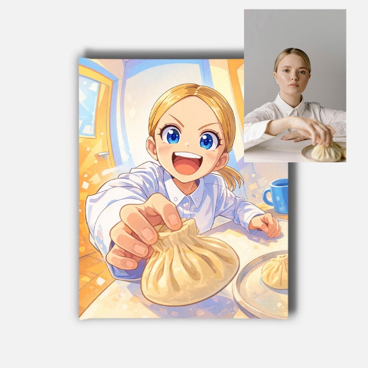 Custom Anime Portrait Mounted Canvas Print
