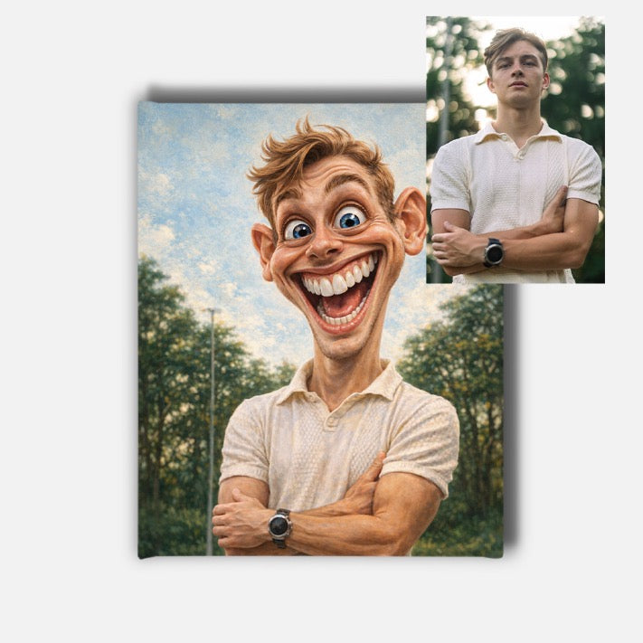 Custom Caricature Portrait Mounted Canvas Print