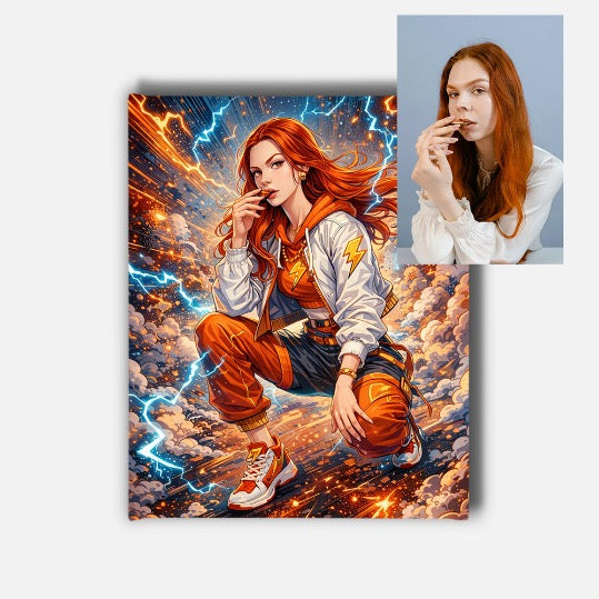 Custom Comic Book Portrait Mounted Canvas Print