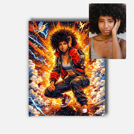 Custom Comic Book Portrait Mounted Canvas Print