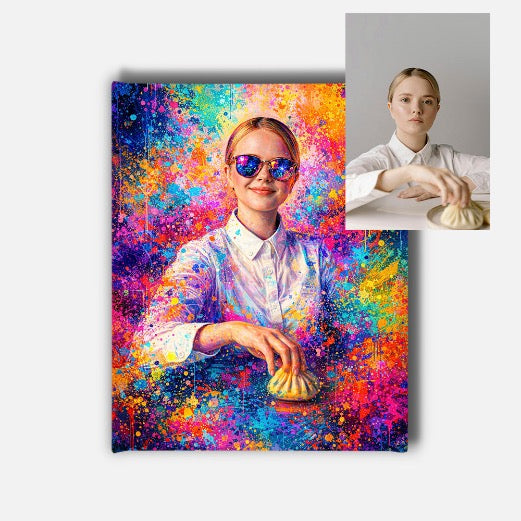Custom Pop Art Portrait Mounted Canvas Print