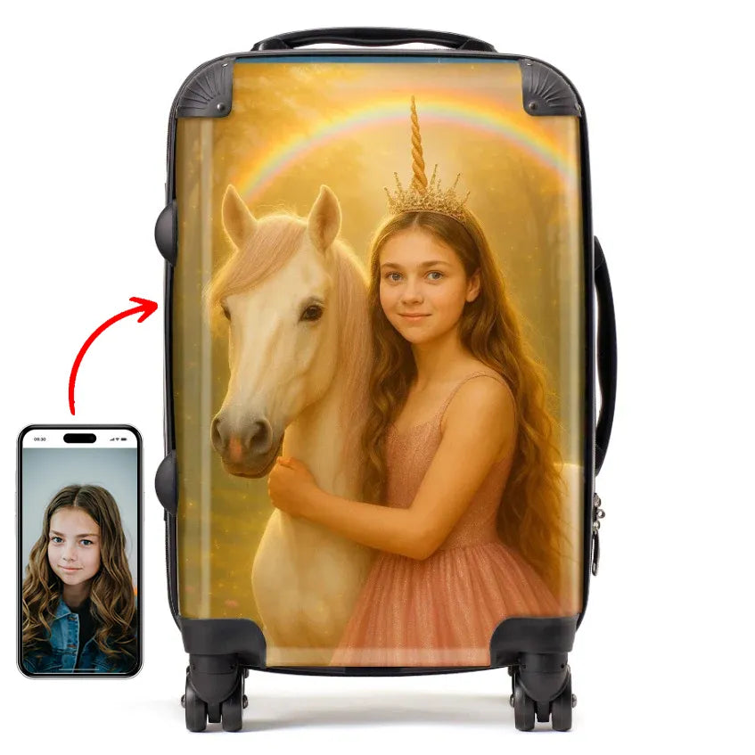 Personalised Unicorn Crown Princess Suitcase