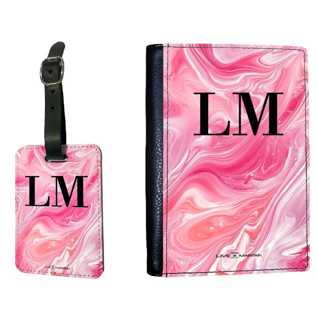 Personalised Pink Aurora Swirls Initials Passport Cover