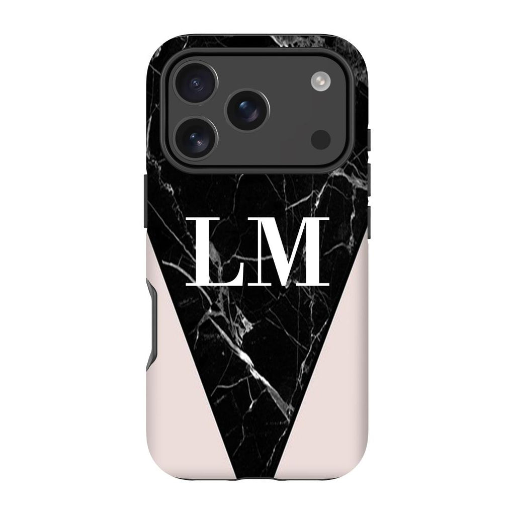 Personalised Pink x Black Marble Contrast iPhone 17 Pro Max Case