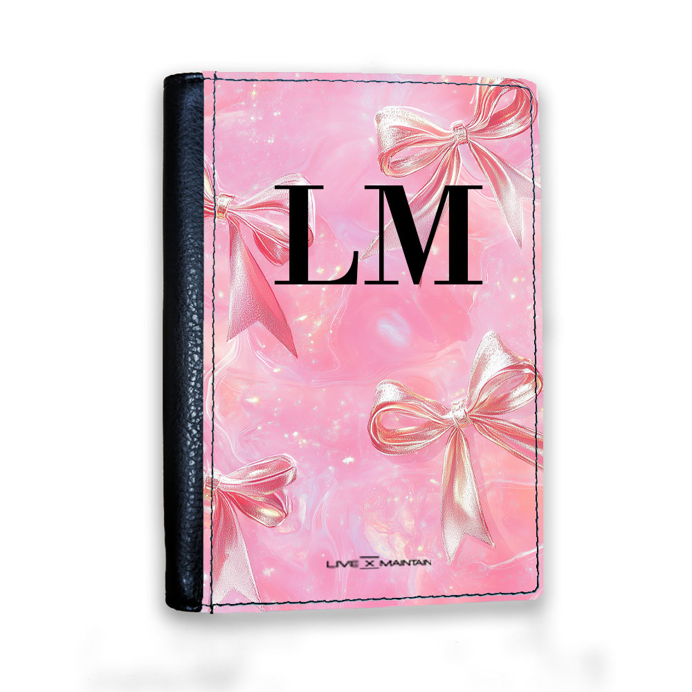 Personalised Pink Cosmic Bows initials Passport Cover
