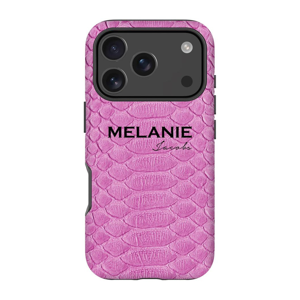 Personalised Pink Snake Skin Name iPhone 17 Pro Max Case