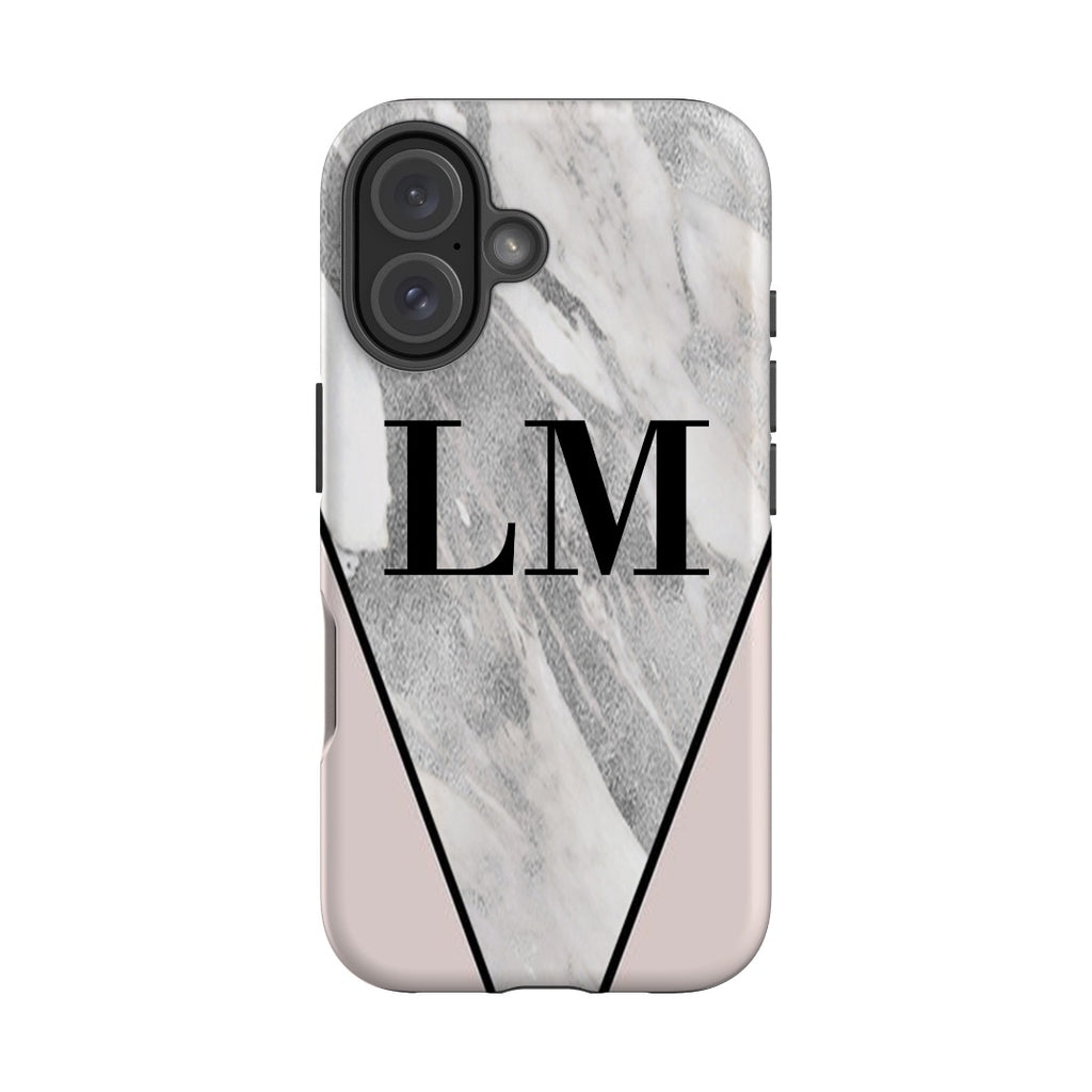 Personalised Pink x Castello Marble Contrast iPhone 16 Case
