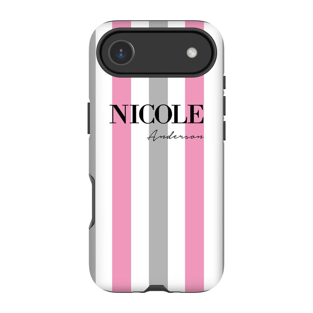 Personalised Pink x Grey Stripe iPhone 17 Air Case