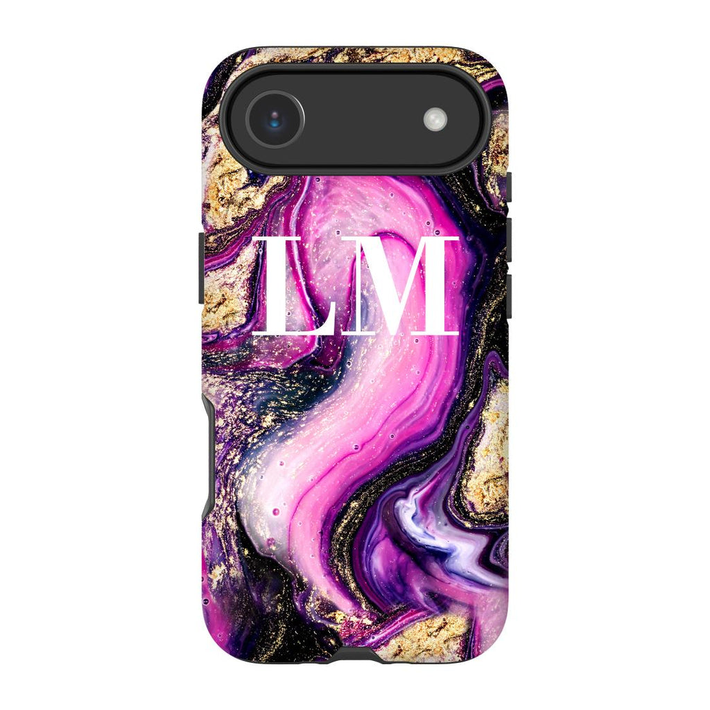 Personalised Purple Swirl Marble Initials iPhone 17 Air Case