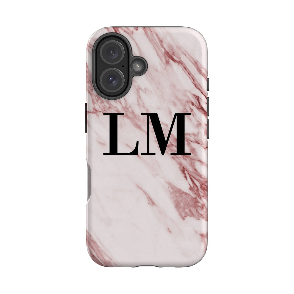 Personalised Rosa Marble Initials iPhone 16 Case