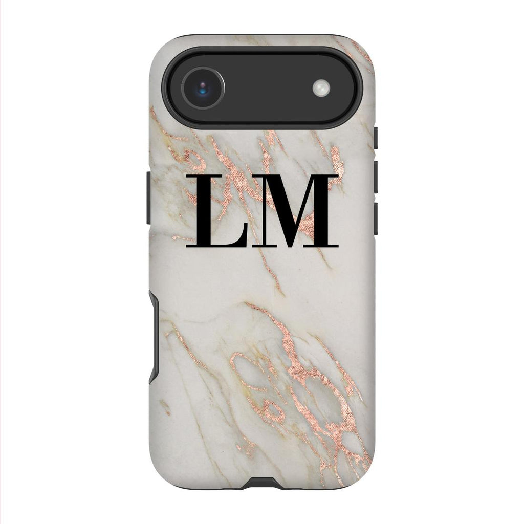 Personalised Rose Gold Marble Initials iPhone 17 Air Case