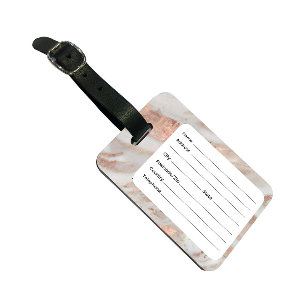 Personalised Rose Marble Initials Luggage Tag
