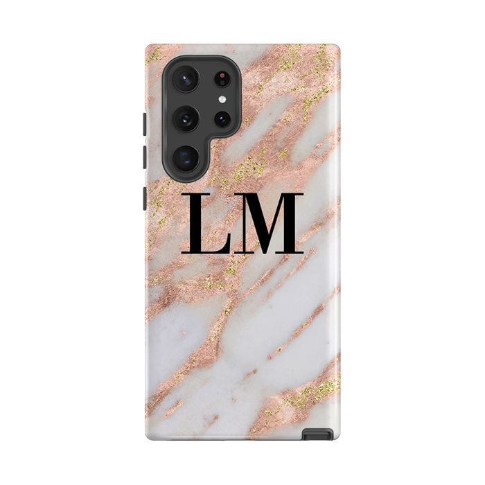 Personalised Aprilia Marble Initials Samsung Galaxy S26 Case