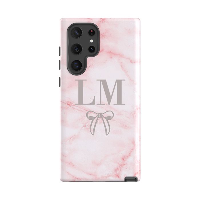 Personalised Cotton Candy Bow Marble Samsung Galaxy S26 Case
