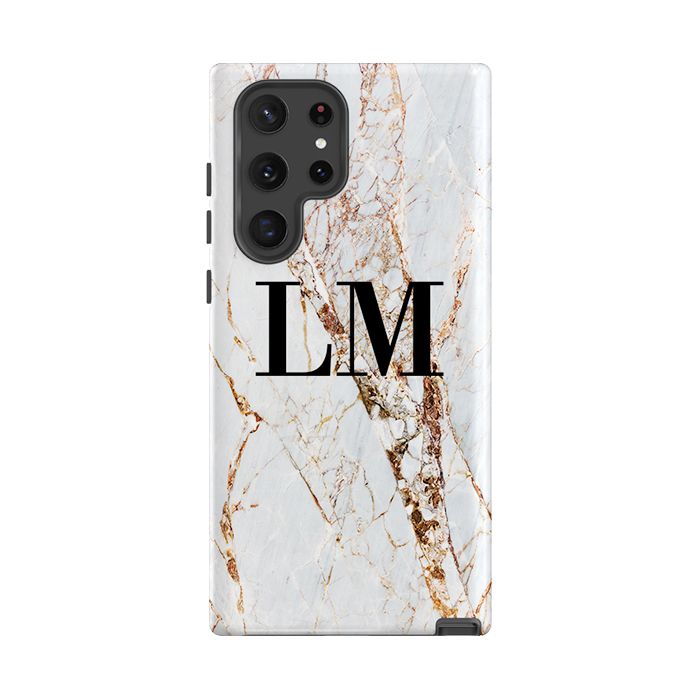 Personalised Cracked Marble Initials Samsung Galaxy S26 Case