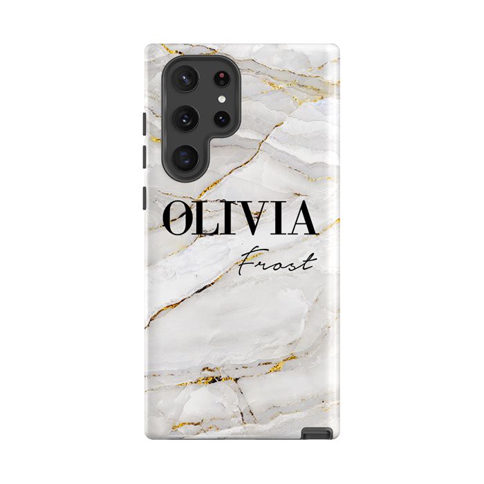 Personalised Cream Marble Name Samsung Galaxy S26 Case