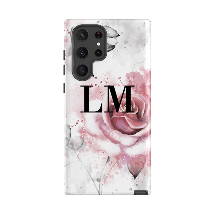 Personalised Floral Rose Initials Samsung Galaxy S26 Case