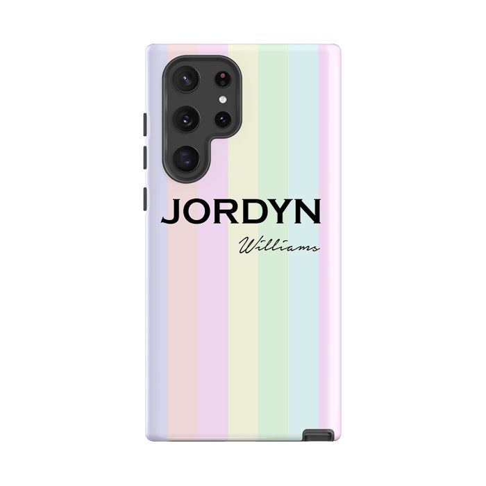 Personalised Pastel Stripes Samsung Galaxy S26 Case