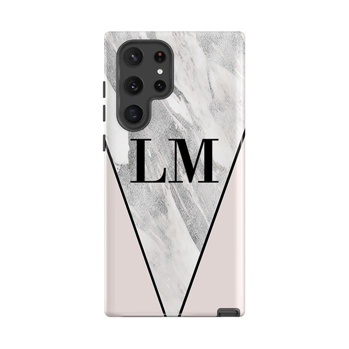 Personalised Pink x Castello Marble Contrast Samsung Galaxy S26 Case